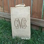 Double Wine Jute Bag - Monogram