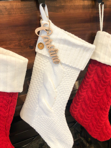 Wood Stocking Name Tags