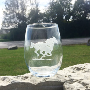 Stemless Wine Glass - Running Horse