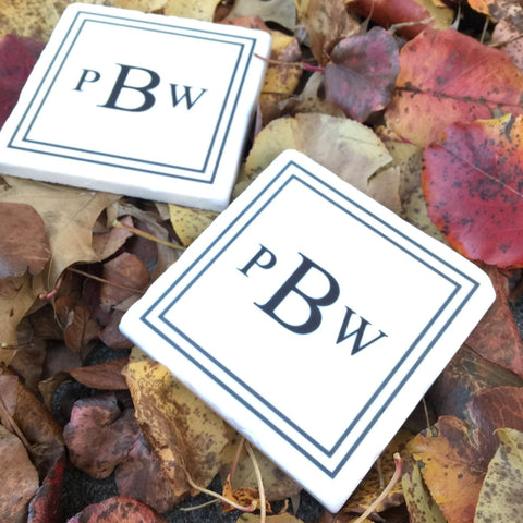 Double Bordered Sandstone Coaster Set