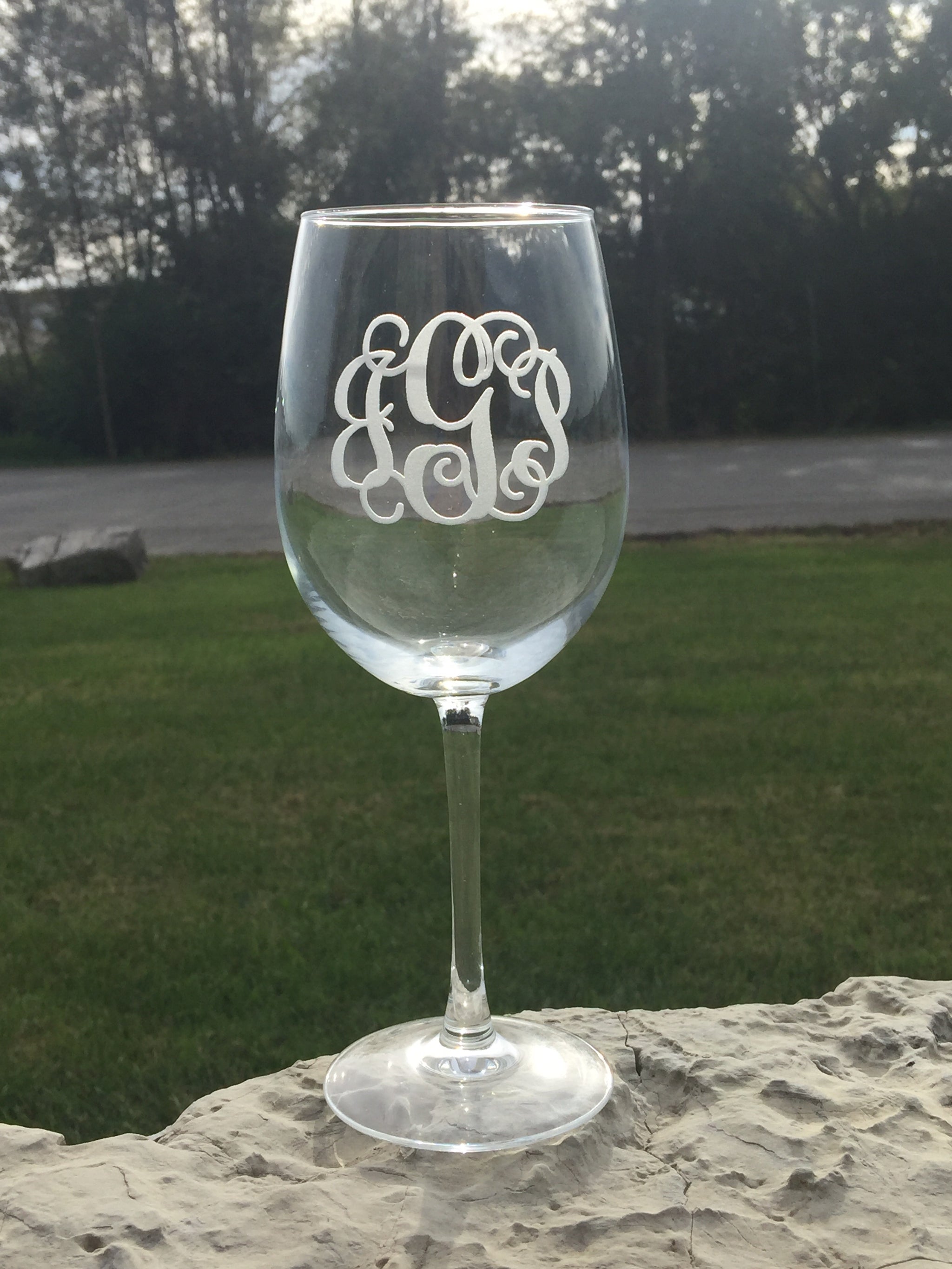 monogram wine glasses Stemmed Wine Glasses (Set of 4) – Forever Lasered Memories